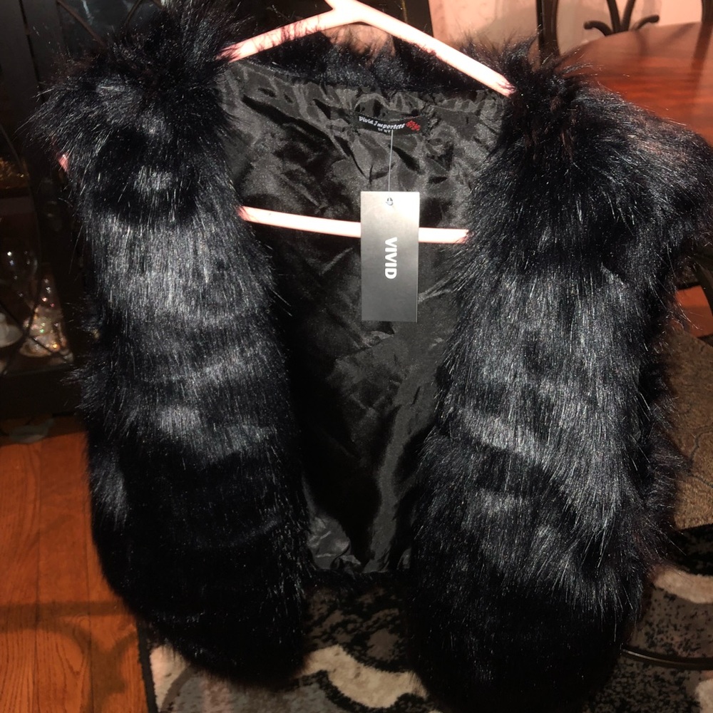 Black fur vest